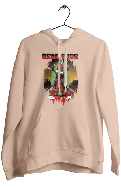 Women's hoodie with prints Bugs Bunny Deadpool. Bugs bunny, cartoon, deadpool, looney tunes, marvel, merrie melodies. 2070702