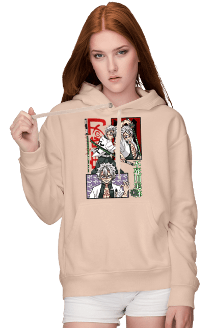 Women's hoodie with prints Demon Slayer Sanemi. Anime, demon slayer, kimetsu no yaiba, manga, sanemi, sanemi shinazugawa, serial. 2070702