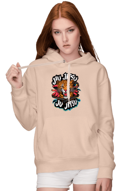 Women's hoodie with prints Jujutsu. Animal, japan, jiu jitsu, jujutsu, leopard, martial arts, ninja, samurai, sport. 2070702