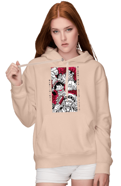 Women's hoodie with prints One Piece Luffy. Anime, luffy, manga, monkey de luffy, one piece, pirates. 2070702