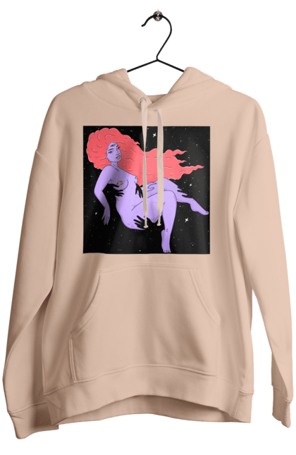 Women`s hoodie with prints Purple Girl In Black Dire. Girl, paw. 2070702