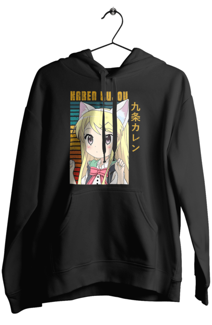 Women's hoodie with prints Kiniro Mosaic Karen Kujo. Anime, gold mosaic, karen, karen kujo, kiniro mosaic, kinmoza, manga. 2070702