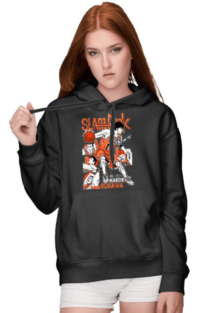 Women's hoodie with prints Slam Dunk Kaede Rukawa. Anime, basketball, comedy, kaede rukawa, manga, school, shonen, slam dunk, sports anime. 2070702