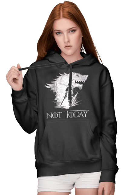 Women's hoodie with prints Game of Thrones Arya. Arya, game, got, not today, stark, starks, thrones, tv show, wolf, wolves. 2070702