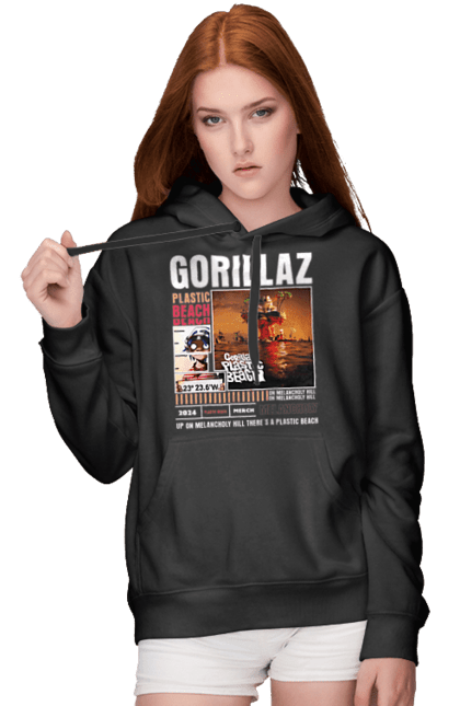 Women's hoodie with prints Gorillaz. Electronics, gorillaz, group, hip-hop, music, rock. 2070702