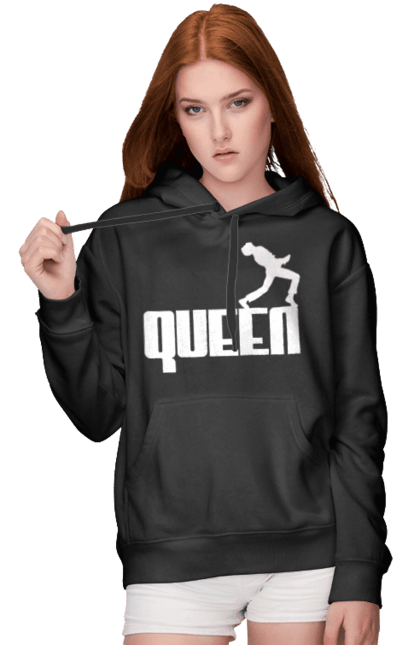 Жіноче худі з принтом "Qween". Qween, бренд, квін, музика, пуму, фредді меркюрі. futbolka.stylus.ua
