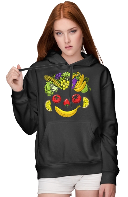 Жіноче худі з принтом "Зсж Посмішка". Зож, овоч, посмішка, фрукт. 2070702