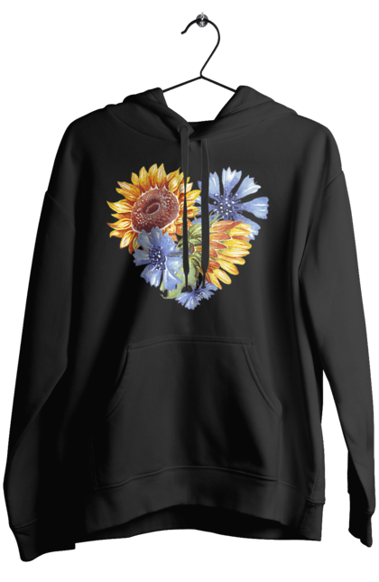 Жіноче худі з принтом "Серце соняшники та фіалки". Квіти, люблю україну, любов, серце, соняшник, україна, фіалки. 2070702