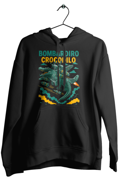 Жіноче худі з принтом "Bombardino Crocodilo". Bombardino, bombardino crocodilo, crocodilo, бомбардіно крокоділо, крокодил, крокодил літак, крокодил мем, мем, мем бомбардине крокодило. 2070702