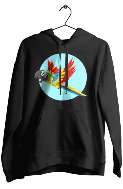 Жіноче худі з принтом "Папуга". Барвистий папуга, какаду, кольоровий папуга, папуга, що летить. 2070702