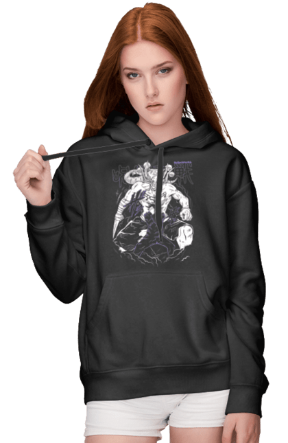 Women's hoodie with prints Jujutsu Kaisen Megumi. Anime, dark fantasy, fushiguro, fushiguro megumi, jujutsu kaisen, magic battle, manga, megumi, mystic. 2070702