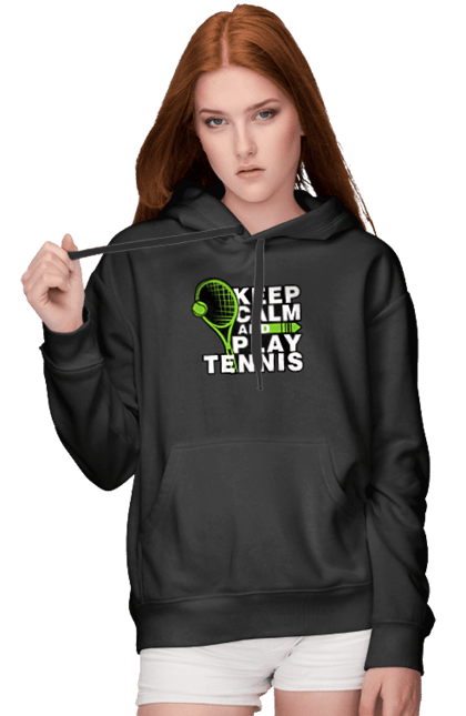Жіноче худі з принтом "Keep Calm And Play Tennis". Keep calm, великий теніс, зберігай спокій, спорт, теніс, тенніс. aslan