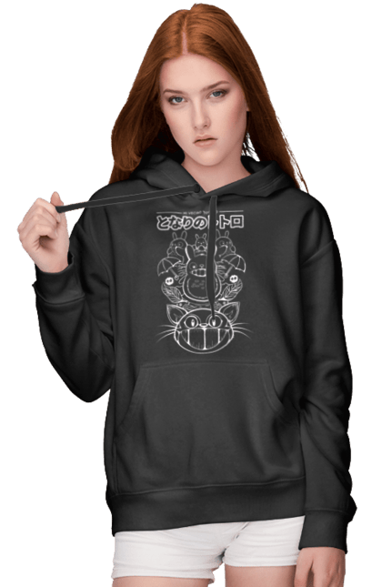 Women's hoodie with prints Totoro. Adventures, anime, comedy drama, fantasy, film, my neighbor totoro, tv series. 2070702