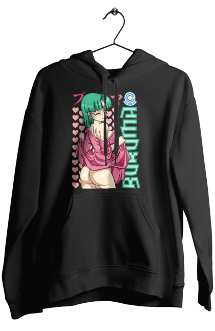 Women's hoodie with prints Dragon Ball Bulma. Anime, bulma, dragon ball, goku, manga, tv series, vegeta. 2070702