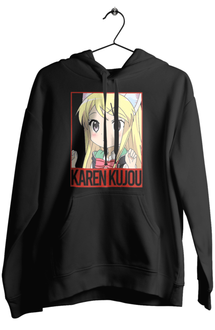 Women's hoodie with prints Kiniro Mosaic Karen Kujo. Anime, gold mosaic, karen, karen kujo, kiniro mosaic, kinmoza, manga. 2070702