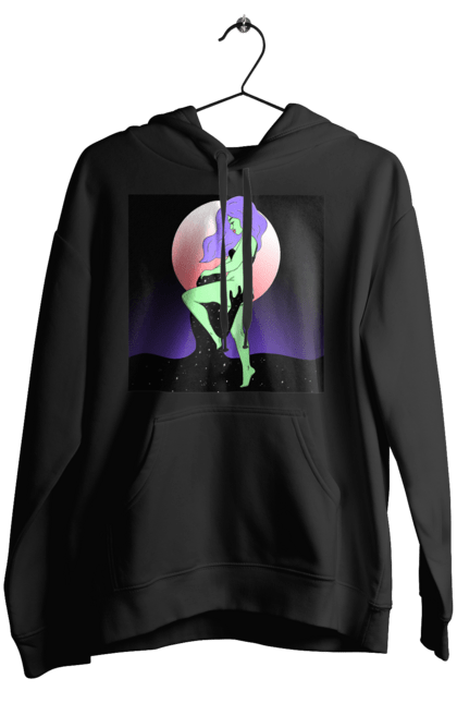 Жіноче худі з принтом "Зелена Дівчина І Місяць". Інопланетянка, місяць. 2070702