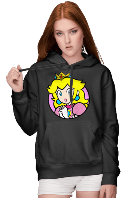 Women's hoodie with prints Mario Bros. Princess Peach. Character, game, mario, mario bros, nintendo, princess peach, super mario bros. 2070702