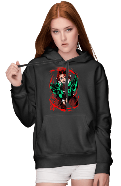 Women's hoodie with prints Demon Slayer Tanjiro. Anime, demon slayer, kamado tanjiro, manga, tanjiro. 2070702