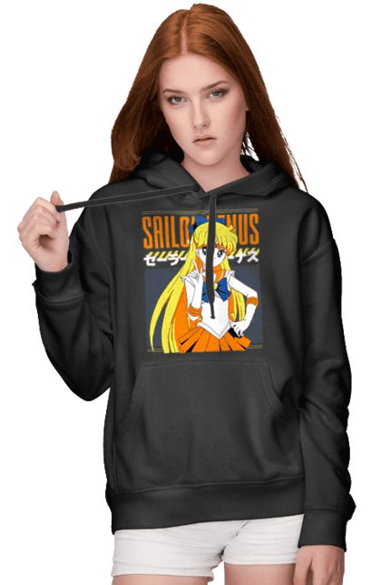 Women's hoodie with prints Sailor Venus. Anime, drama, magical girl, minako aino, sailor moon, sailor venus, tv series. 2070702