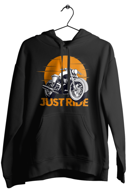 Жіноче худі з принтом "Мотоцикл, Просто Їдь". Дорога, їзда, мотоцикл. 2070702