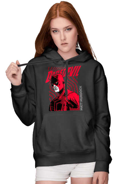 Women's hoodie with prints Daredevil. Daredevil, lawyer, marvel, matt murdock, superhero, television series, tv series. 2070702