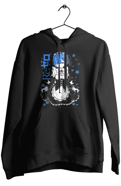 Women's hoodie with prints Re:Zero Rem. Anime, drama, fantasy, manga, re:zero, rem, thriller. 2070702