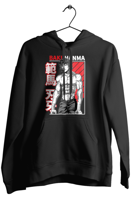 Women's hoodie with prints Hanma Baki. Anime, baki fighter, hanma baki, manga, martial arts, tv series. 2070702