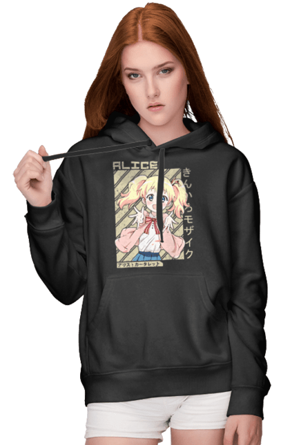 Women's hoodie with prints Kiniro Mosaic Alice Cartelet. Alice, alice cartelet, anime, gold mosaic, kiniro mosaic, kinmoza, manga. 2070702