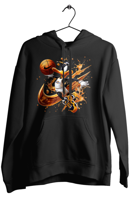 Women's hoodie with prints Daffy Duck Nike. Cartoon, character, daffy duck, duck, looney tunes, merrie melodies, nike, warner brothers. 2070702