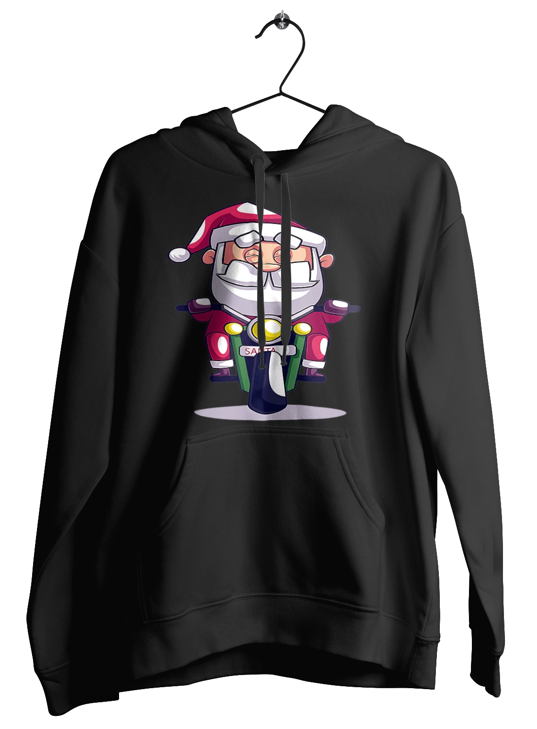 Happy Santa on a motorcycle