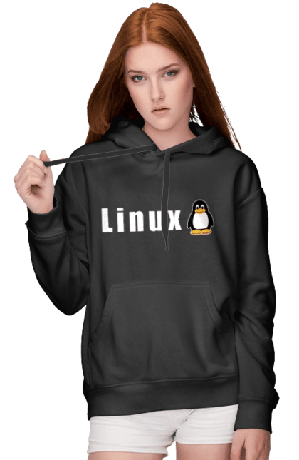 Жіноче худі з принтом "Linux". Linux, адміністратор, айті, айтішник, безкоштовна, безкоштовно, білий, вільна, доступність, комерційна, незалежність, операційна система, ос, пінгвін, програміст, програмне забезпечення, свобода, сервер, сисадмін, система, системний адміністратор, софт, текст. 2070702