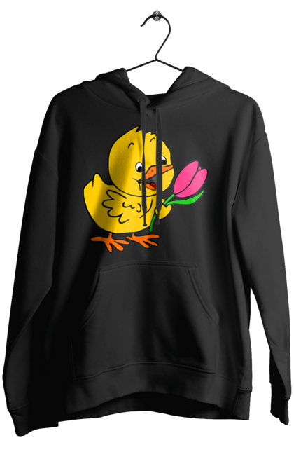 Women`s hoodie with prints Chicken With A Tulip. Chick, tulip. 2070702