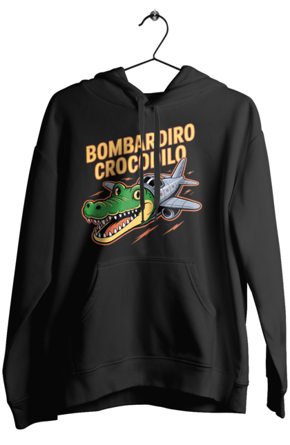 Жіноче худі з принтом "Bombardino Crocodilo". Bombardino, bombardino crocodilo, crocodilo, бомбардиро крокодило, бомбардіно крокоділо, крокодил, крокодил літак, крокодил мем, мем бомбардине крокодило, меми. 2070702