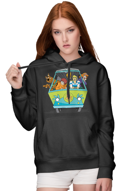 Women`s hoodie with prints Scooby Doo Machine. Car, cartoon, dog, scooby doo. 2070702
