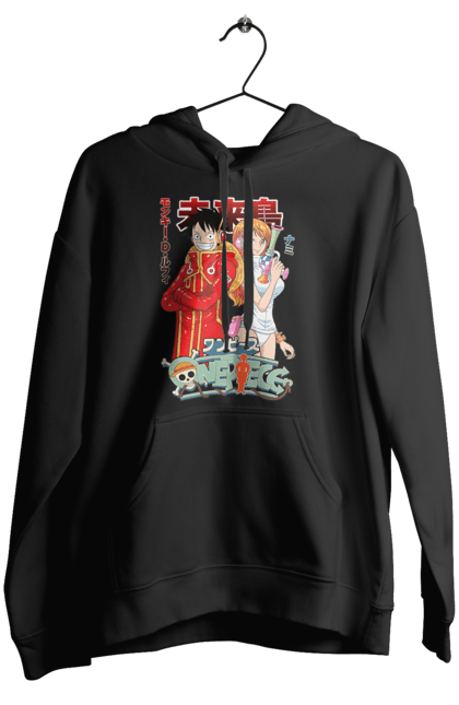 Women's hoodie with prints One Piece Nami and Luffy. Anime, cat burglar, manga, nami, one piece, straw hat pirates. 2070702