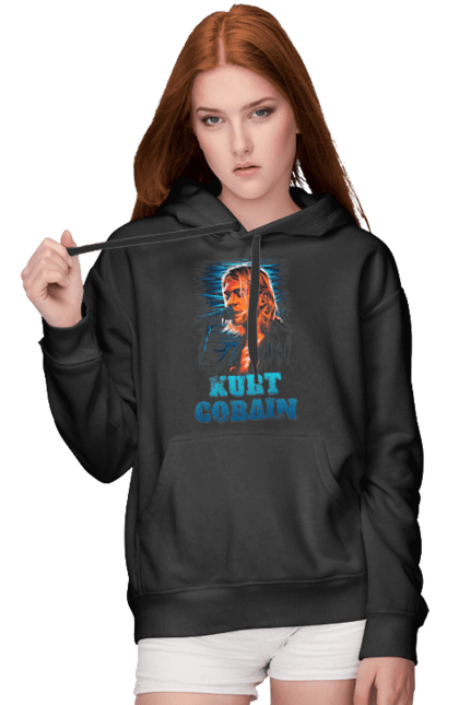 Women's hoodie with prints Kurt Cobain. Cobain, group, kurt, kurt cobain, music, nirvana, rock. 2070702