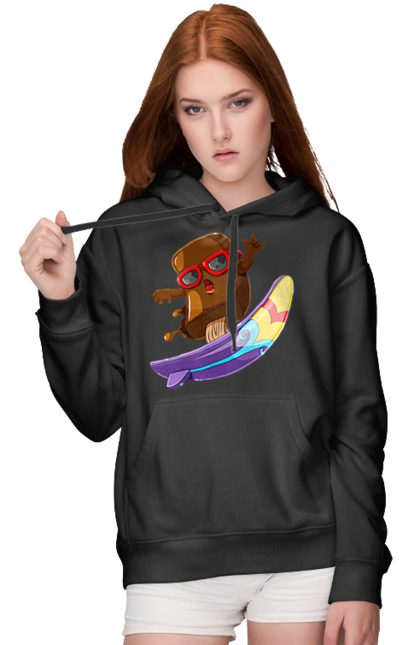 Жіноче худі з принтом "Мороженко На Серфі". Літо, морозиво, окуляри, серфінг. 2070702