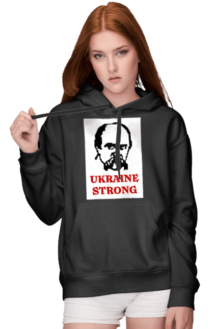 Жіноче худі з принтом "Тарас Шевченко". Бавовна, бавовнятко, війна, герб, доброго вечора, зсу, прапор україни, русский военный корабль, тарас шевченко, україна. 2070702