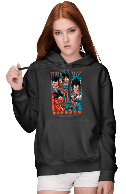 Женское худи с принтом Жемчуг дракона. Anime, dragon ball, goku, manga, vegeta, аниме, вегета, гоку, жемчуг дракона, манга. 2070702