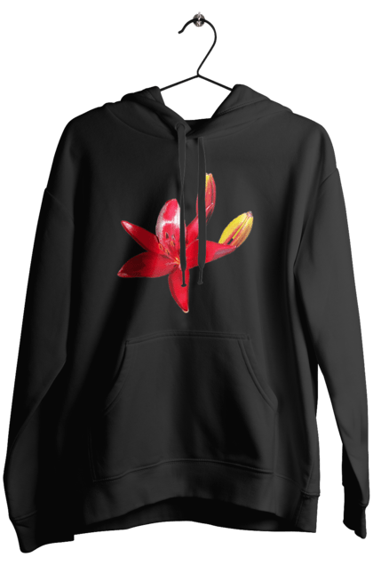 Жіноче худі з принтом "Червона лілія". Бутон, квітка, колір, лілія, природа, сонячний, червона квітка, червона лілія, червоний, яскравий. 2070702