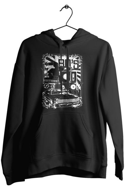 Жіноче худі з принтом "80 Е, Машина І Музика". 80, 80ті, машина, музика. 2070702