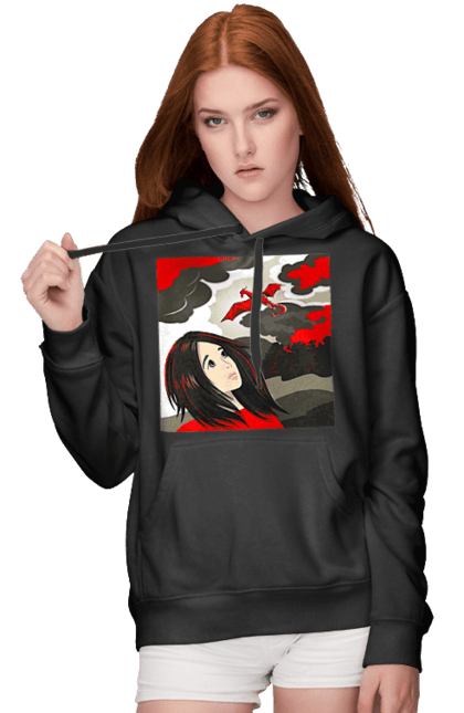 Women's hoodie with prints Girl and dragon. Dragon, fantasy, romance, young woman. 2070702