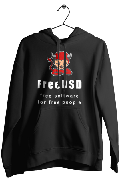 Жіноче худі з принтом "Freebsd Для Вільних". Bsd, freebsd, unix, адміністратор, айті, айтішник, безкоштовна, безкоштовно, бестія, білий, вільна, демон, демонесса, доступність, незалежність, операційна система, ос, програміст, програмне забезпечення, свобода, сисадмін, система, системний адміністратор, софт, текст, червоний. 2070702