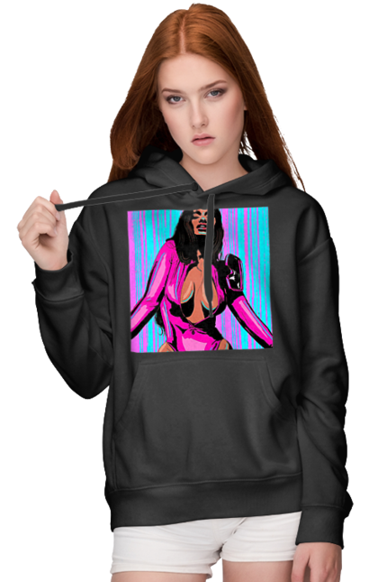 Жіноче худі з принтом "Дівчина З Глибоким Декольте". Гола, дівчина, сиськи. 2070702