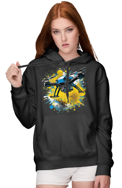 Жіноче худі з принтом "Дрон". Дрон, зсу, символ україни, україна, фпв дрон. 2070702
