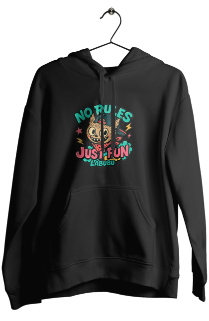 Жіноче худі з принтом "Лабубу". Norulesjustfun, y2k, бандана, вуличний стиль, грайливий, графіті, зухвалий, лабубу, ретромультяшка, яскраво. 2070702