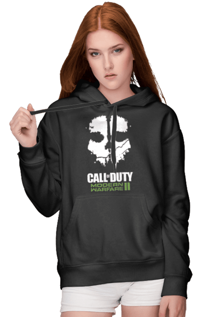 Жіноче худі з принтом "Call of Duty Modern Warfare II". Call of duty, modern warfare, playstation, бої, бойовик, відеогра, гра, пригоди, спецоперації. ART принт на футболках