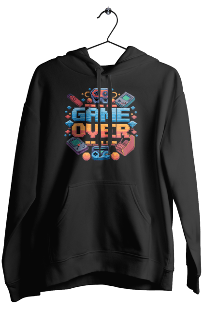 Жіноче худі з принтом "Game Over". 90 ті, ай ті, відео гра, геймер, гра, для геймерів, для гравців, піксель арт. 2070702