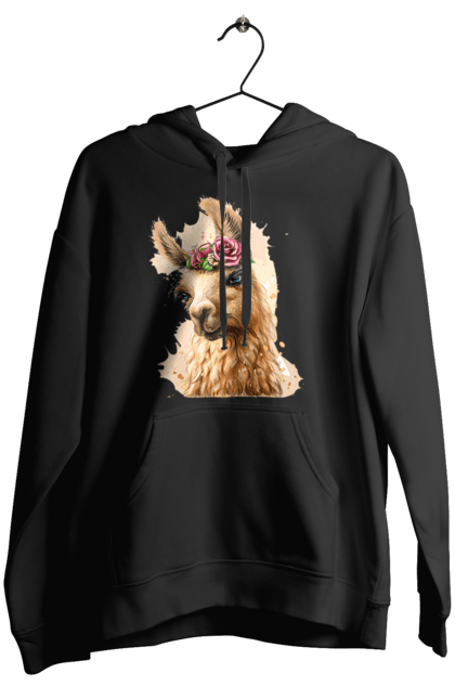 Жіноче худі з принтом "Лама Портрет". Лама, портрет, тварина. 2070702