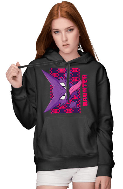 Women's hoodie with prints Haunter. Anime, games, haunter, nintendo, pokemon, pokemon go. 2070702